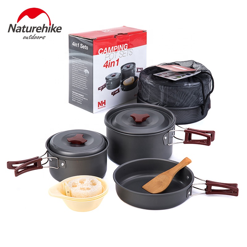 naturehike aluminum 4 in 1 camping pot set NH15T203 G 06