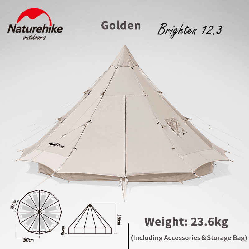 naturehike brighten 12 3 glamping cotton tent 2 8 persons NH20ZP005 01