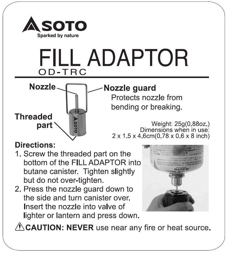 soto fill adaptor for butane gas canister od trc 2