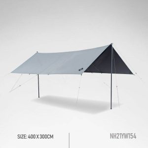naturehike ocean upf500 square canopy with 2 poles grey green nh21yw15410
