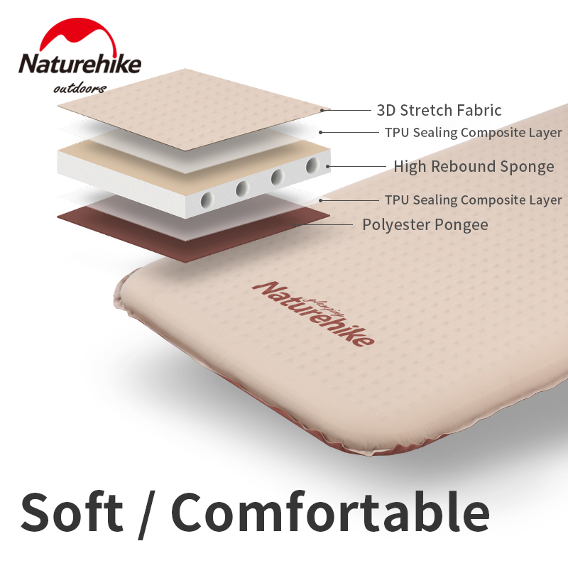 Naturehike Camping Automatic Inflation Sleeping Mat 1 2 Persons Portable 30D Elastic Cloth Sponge Mute Pad 3