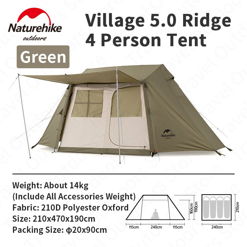 naturehike village 5 tent for 3 4 person army green nh21zp009 06