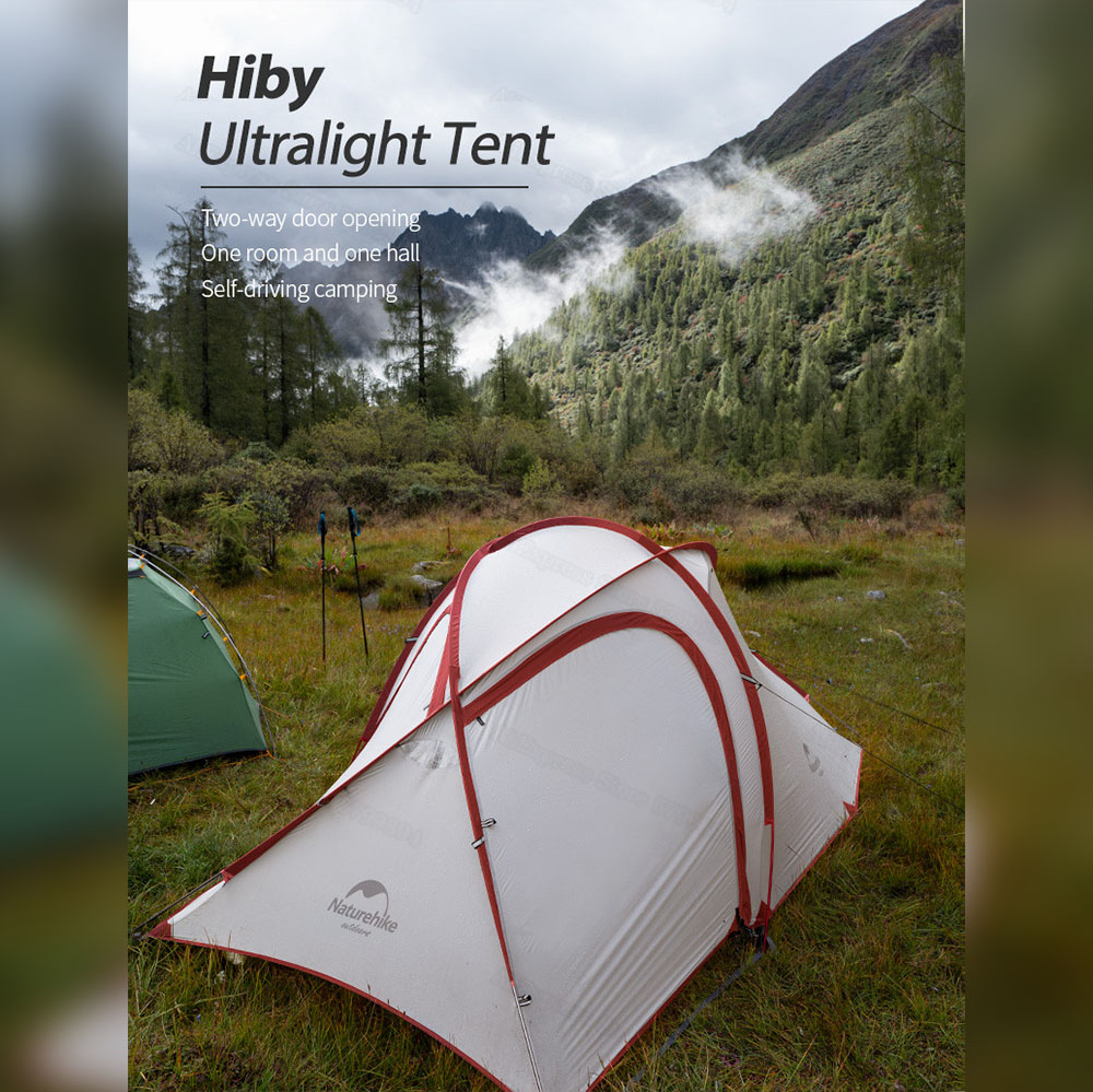 NATUREHIKE NH18K240 P Hiby one big bedroom 2 3 man tent Greywhite mat 20D updated 03