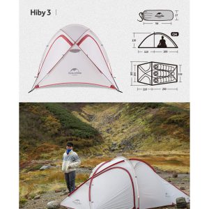 NATUREHIKE NH18K240 P Hiby one big bedroom 2 3 man tent Greywhite mat 20D updated 14