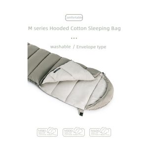 NATUREHIKE NH20MSD02 Envelop washable cotton sleeping bag with hood green M180 05