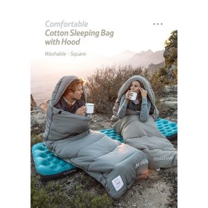 NATUREHIKE NH20MSD02 Envelop washable cotton sleeping bag with hood green M180 11