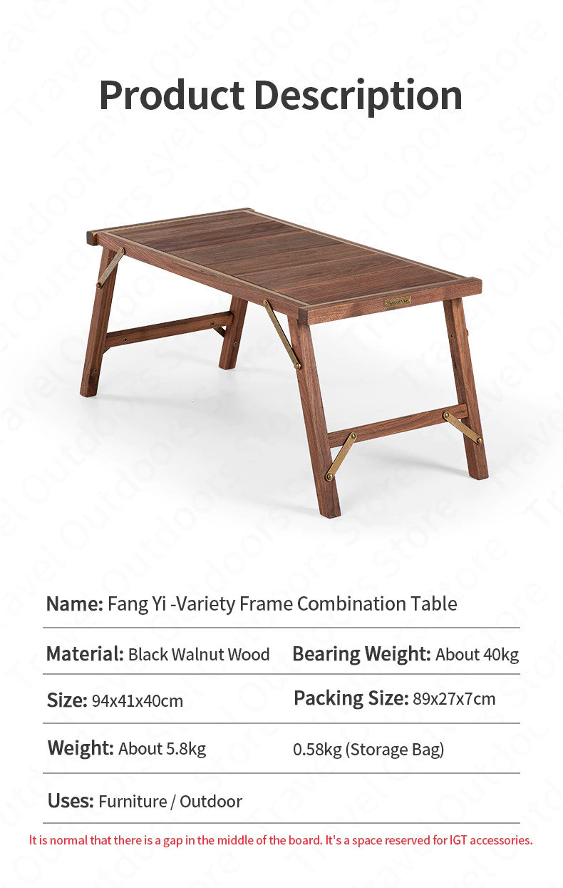 NATUREHIKE โต๊ะไม้พับเก็บได้ Naturehike Camping IGT Table ไม้วอลนัท NH20JJ037 05