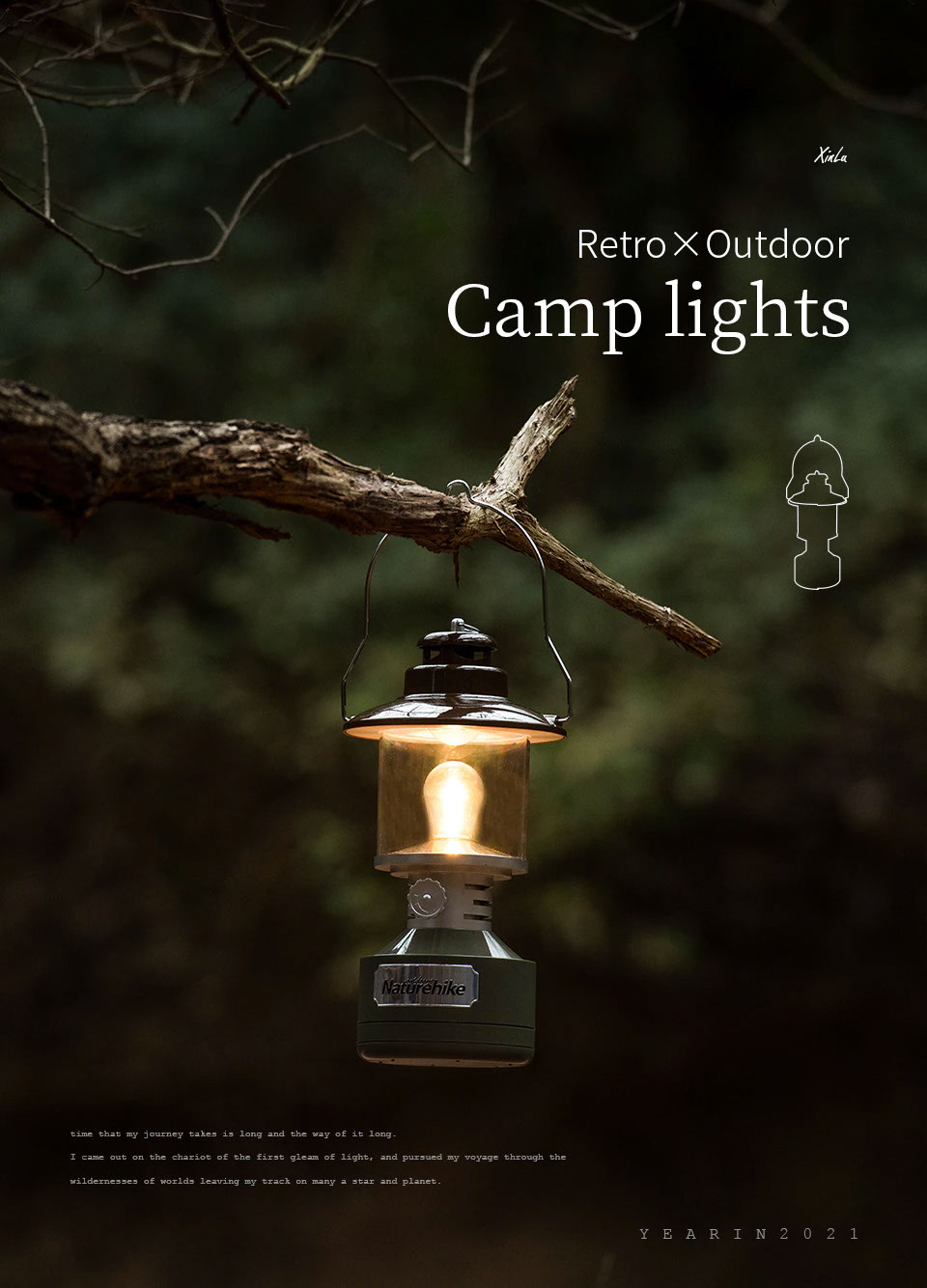 Naturehike ตะเกียงไฟ LED Lantern Outdoor Retro Camping Atmosphere Light รุ่น NH20ZM012