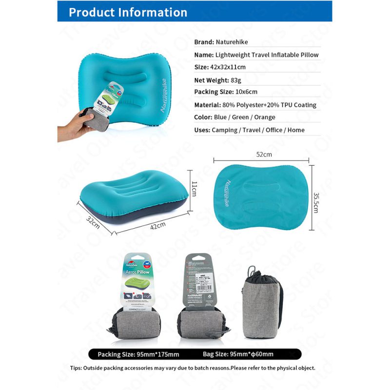 Naturehike Outdoor Inflatable Eros Inflatable Cushion HeadRest NH20ZT003 20